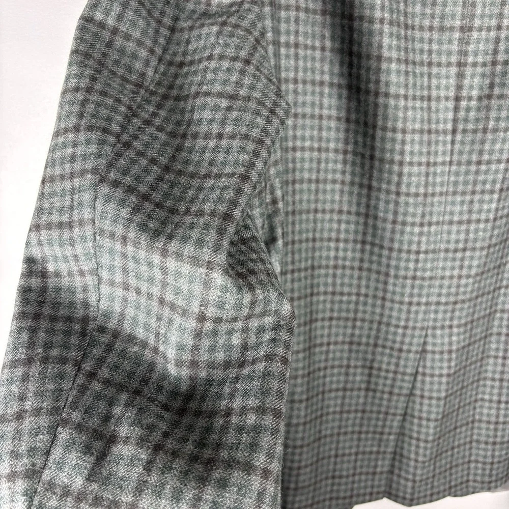 Hart Schaffner Marx Men's 44R Gray Plaid Loro‎ Piana Cashmere Two Button Blazer
